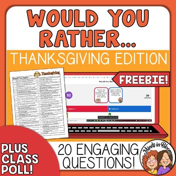 Preview of Thanksgiving Would You Rather Questions with Poll FREEBIE