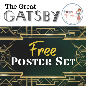 Preview of FREE The Great Gatsby Poster Set 15 FULL COLOR 18X24 Posters