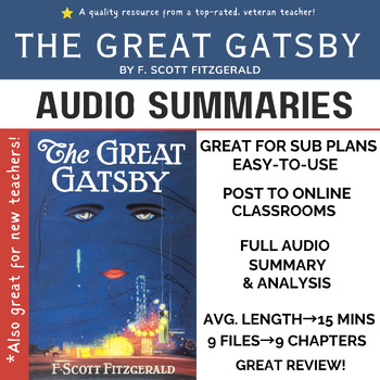 Preview of The Great Gatsby / FREE 9 Chapter Audio Review Files / Analysis & Review