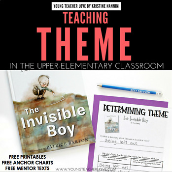 Preview of FREE Teaching Theme Printables - Anchor Charts, Mentor Texts, Practice Pages