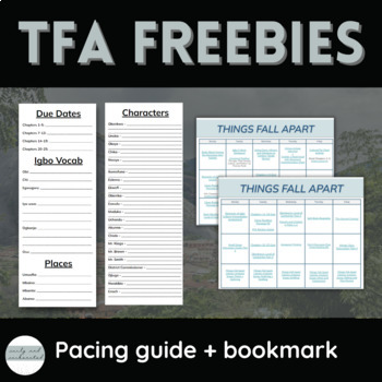 Preview of FREE Things Fall Apart Pacing Guide with Student Bookmark