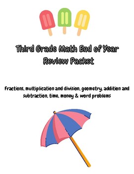 Preview of DEEP DISCOUNT ~ Third Grade Math End of Year Review Packet