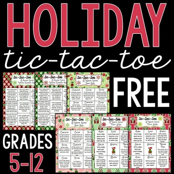 Preview of Tic Tac Toe Holiday Writing Activities for Grades 6-10 - Free