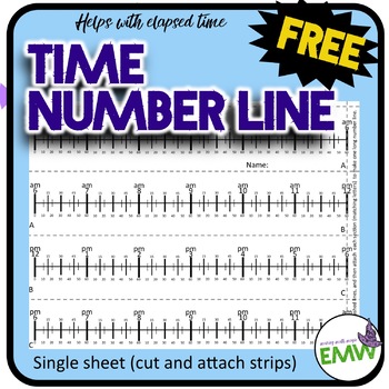 Preview of FREE Time Number Line Helps with elapsed time (3.MD.1)
