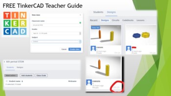 Preview of FREE TinkerCAD Teacher Guide