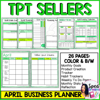 Preview of FREE TpT Seller Business Planner Binder Pages  for the Month of APRIL