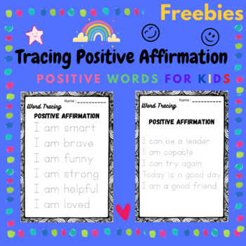Preview of FREE Tracing Positive Affirmation WORKSHEETS