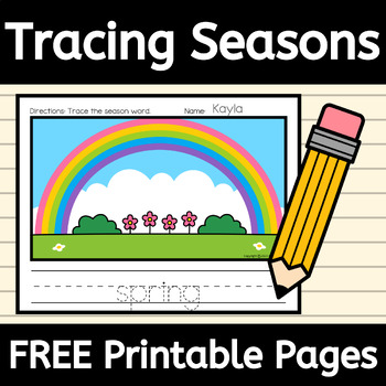 Preview of FREE Tracing Worksheets for Four Seasons Words: Spring, Summer, Fall, Winter