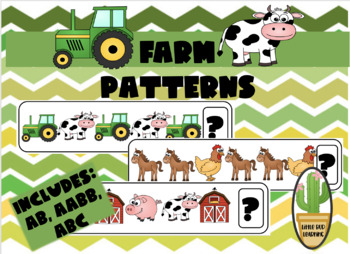 Preview of FREE Tractor/ Farm Life Patterns: AB, AABB, and ABC! 3 cards per set!