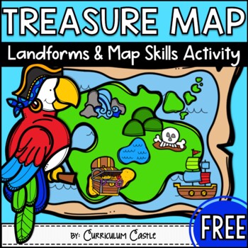 Preview of FREE Treasure Map: Landforms & Map Skills Activity