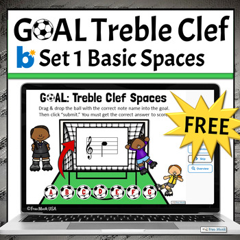 Preview of FREE Treble Clef Note Names Games - Music Boom Cards Set 1 - Basic Spaces