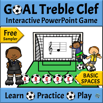 Preview of FREE Treble Clef Note Names Game Interactive PowerPoint - BASIC SPACES Sampler