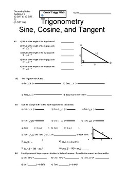 Preview of FREE Trigonometry: Sine, Cosine, and Tangent Introduction and Application