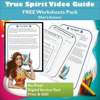 Preview of FREE True Spirit Movie Guide! Worksheets Short Answer, Coloring Activity!