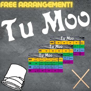 Preview of FREE! Tu Moo - Bucket Drumming and Rhythm Sticks Arrangement