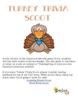 Thanksgiving Trivia Game Turkey Trivia (Download Now) 