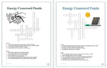 Preview of FREE! "Types of Energy" cross word puzzle (2 versions) - 10 vocab words each