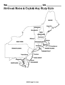 Free Us Northeast Region States Capitals Maps By Mrslefave Tpt