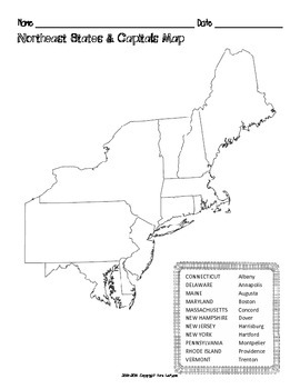 Free Us Northeast Region States Capitals Maps By Mrslefave Tpt