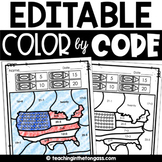 Free Editable Color by Code United States Coloring Page