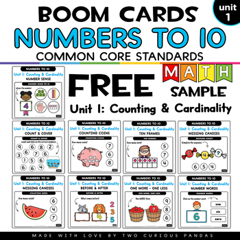 Preview of FREE Unit 1: Numbers to 10 for Boom Cards™ sample