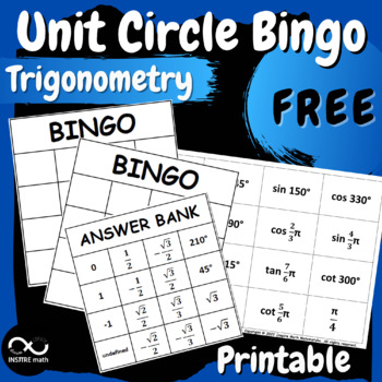 Preview of FREE Unit Circle Bingo Trigonometry Math Game Evaluating Trig Functions