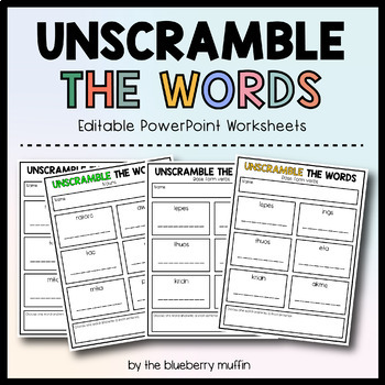 unscramble the words freebie editable worksheets by teach and sip