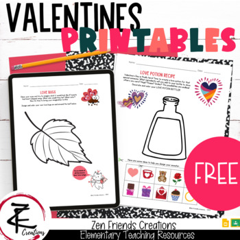 Preview of FREE - VALENTINES DAY PRINTABLES/Google Classroom/Distance Learning/Digital