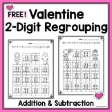 FREE Valentine 2 Digit Addition & Subtraction With Regrouping