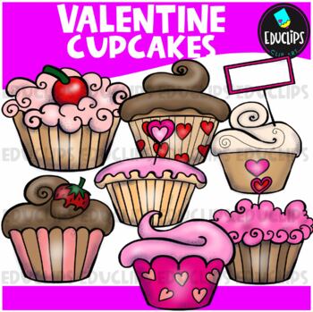 Preview of FREE Valentine Cupcakes Clip Art Set {Educlips Clipart}