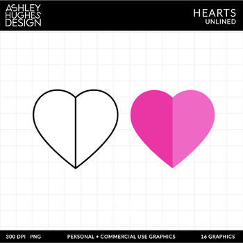 FREE Valentine Hearts Clipart - Unlined by Ashley Hughes Design | TPT