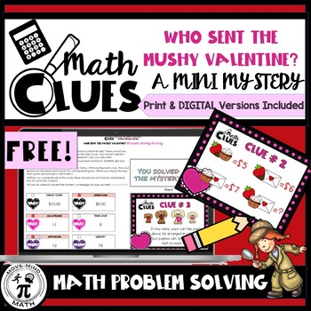 Preview of FREE Valentine's Day Math Problem Solving Activity: DIGITAL and PRINT Math Clues