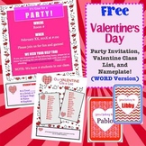 FREE Valentine Party, Name Plate, and Class List Templates - WORD