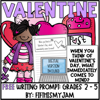 Preview of FREE Valentine Writing Prompt | Digital Included