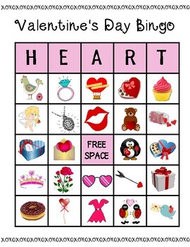 Free Valentine's Bingo: Describing, Naming, Location Concepts, Speech 