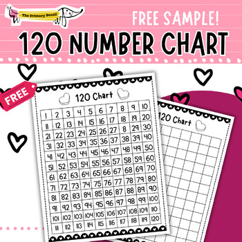 Preview of FREE Valentine's Day 120 Number Chart & Blank Fill-in Chart | Number Writing