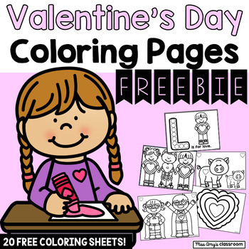 Preview of FREEBIE! No Prep Preschool Valentine’s Day Coloring Pages/Crafts