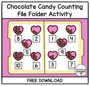 Preview of FREE Valentine's Day Counting Chocolate Candy File Folder (counting 1-10)