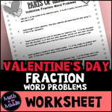 Valentine's Day Fraction Word Problems Worksheet - Valenti
