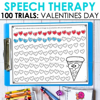 Preview of Speech Therapy Valentine's Day 100 Trials for Articulation & Apraxia Trials