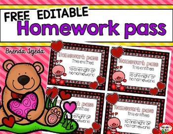 Homework Pass Editable Worksheets Teachers Pay Teachers