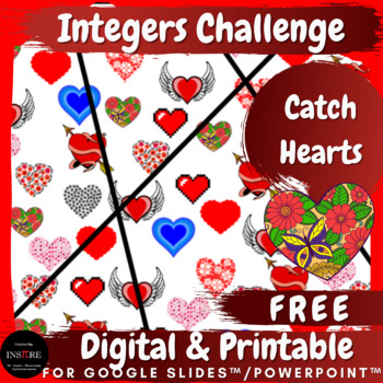 Preview of FREE Valentine's Day Math Adding & Multiplying Integers Challenge Math & Art