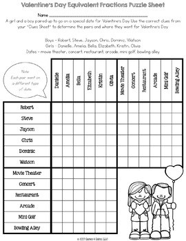 FREE Valentine's Day Math Logic Puzzle: Equivalent Fractions by Games 4 ...
