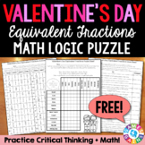 FREE Valentine's Day Math Equivalent Fractions Fun Logic P
