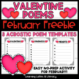 FREE Valentine's Day Poem February Poem Template Acrostic 