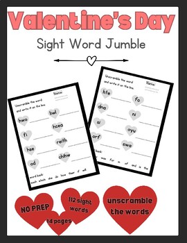 Preview of FREE Valentine's Day Scrambled Sight Words