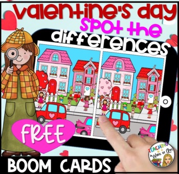 Preview of FREE! Valentine's Day Spot the differences BOOM CARDS- DISTANCE LEARNING