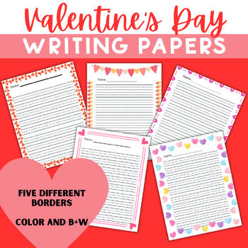 Preview of FREE Valentine's Day Themed Lined Writing Papers