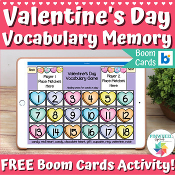 Preview of FREE Valentine's Day Vocabulary Memory Game Boom Cards™ for Speech Therapy