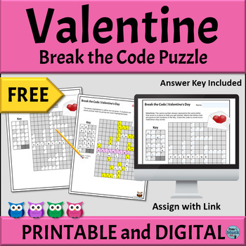 Preview of FREE Valentine's Day Worksheet - PRINTABLE and DIGITAL Puzzle